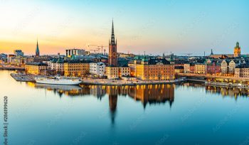 Sunset view of Gamla stan in Stockholm from Sodermalm island, Sweden