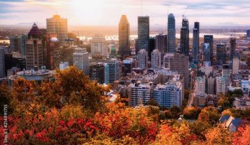 Montreal sunrise with colourful leaves